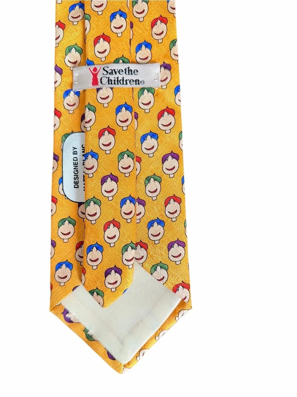 Men’s Tie Yellow Save the Children Matt Leblanc FRIENDS Smiley Faces Vintage